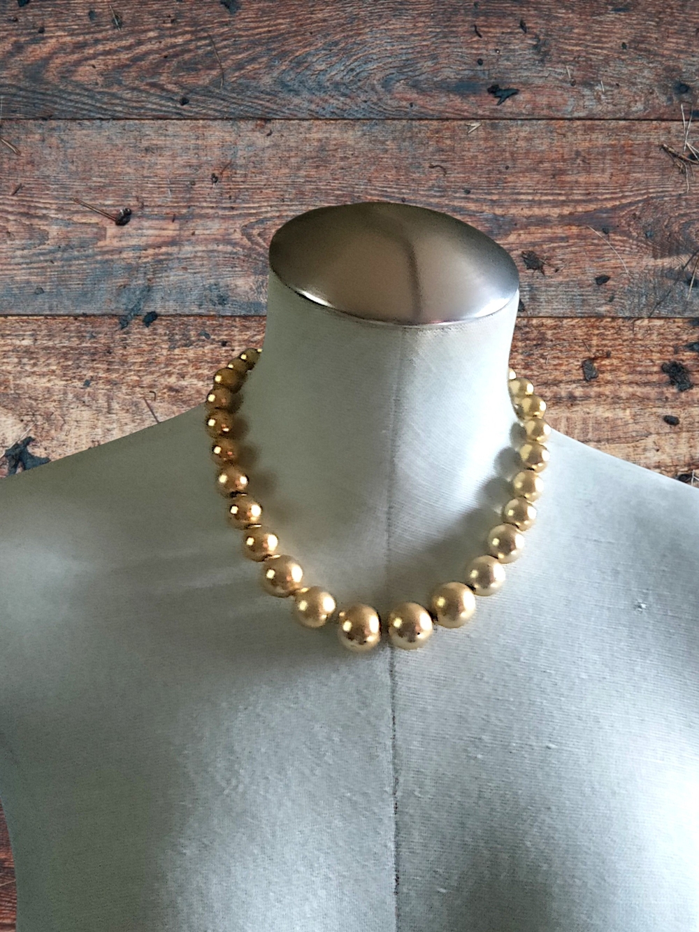 Gold Bead Statement Necklace - Brand Unknown